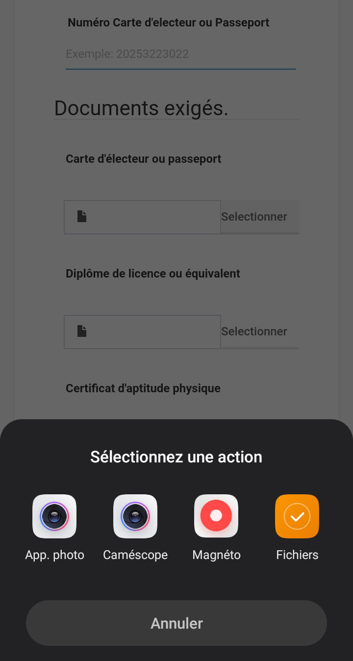 Séléctionner documents
