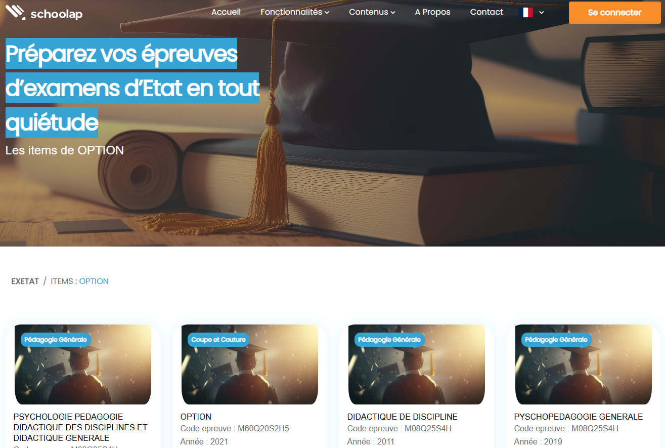 Avis sur Schoolap.com : Téléchargez toutes les Items EXETAT 2025