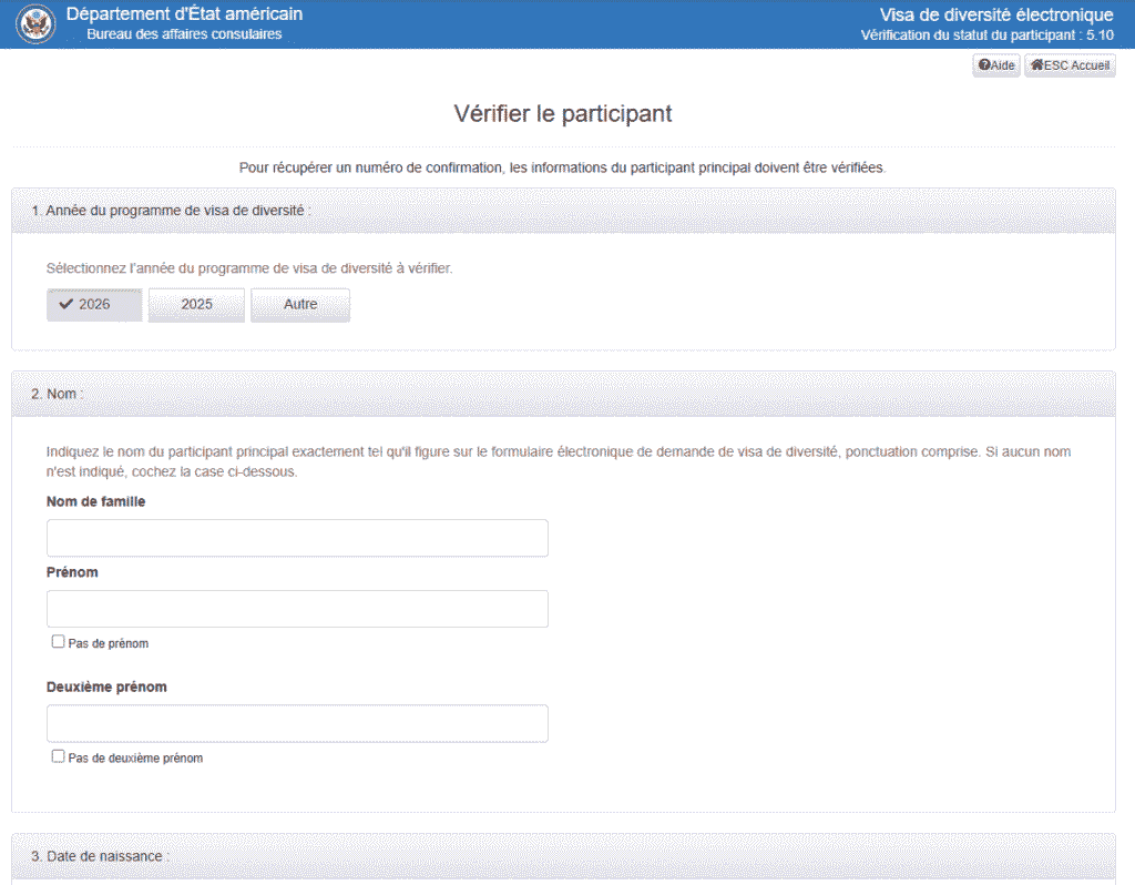 vérifier son statut DV Lottery sans numéro de confirmation